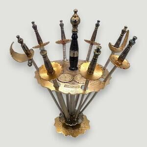 Toledoware Sword Cocktail Pick Set Vintage Spanish Barware